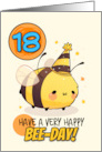 18 Years Old Happy Birthday Kawaii Bee with Birthday Hat card