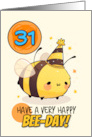 31 Years Old Happy Birthday Kawaii Bee with Birthday Hat card