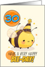 30 Years Old Happy Birthday Kawaii Bee with Birthday Hat card