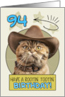 94 Years Old Happy Birthday Cat with Cowboy Hat card