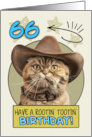 66 Years Old Happy Birthday Cat with Cowboy Hat card