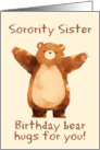 Sorority Sister Happy Birthday Bear Hugs card