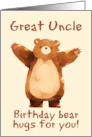 Great Uncle Happy Birthday Bear Hugs card