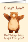 Great Aunt Happy Birthday Bear Hugs card