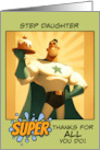 Step Daughter Thank You Super Hero with Cake card