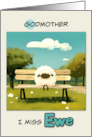 Godmother Miss You Sheep on Park Bench card