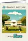 Estranged Brother Miss You Sheep on Park Bench card