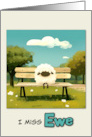 Miss You Sheep on Park Bench card