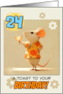 24 years Old Happy Birthday Rat with Cocktail card