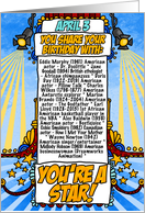 You Share Your Birthday with on April 3rd card
