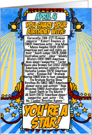 You Share Your Birthday with on April 4th card