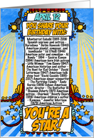 You Share Your Birthday with on April 12th card