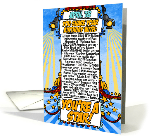 You Share Your Birthday with on April 18th card (1601794)
