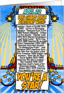 You Share Your Birthday with on April 22nd card