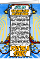 You Share Your Birthday with on April 24th card