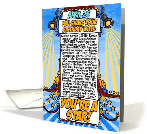 You Share Your Birthday with on April 26th card (1601810)