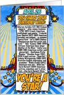 You Share Your Birthday with on April 26th card
