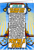 You Share Your Birthday with on April 28th card