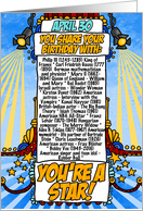 You Share Your Birthday with on April 30th card