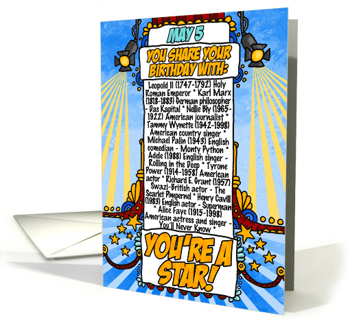 You Share Your Birthday with on May 5th card (1612098)