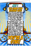 You Share Your Birthday with on May 7th card