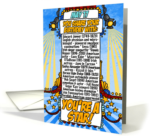 You Share Your Birthday with on May 17th card (1612122)