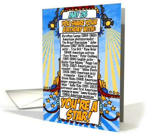 You Share Your Birthday with on May 26th card (1612142)