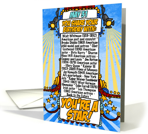 You Share Your Birthday with on May 31st card (1612152)
