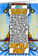 You Share Your Birthday with on June 1st card
