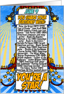 You Share Your Birthday with on June 9th card