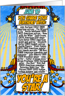 You Share Your Birthday with on June 10th card