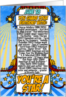 You Share Your Birthday with on June 18th card