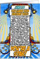 You Share Your Birthday with on June 29th card