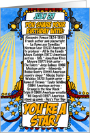 You Share Your Birthday with on July 27th card