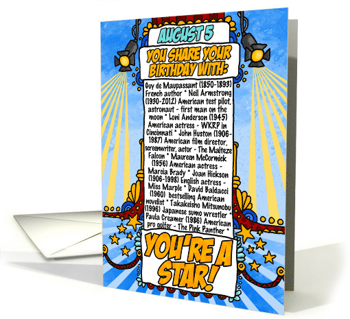 You Share Your Birthday with on August 5th card (1632268)