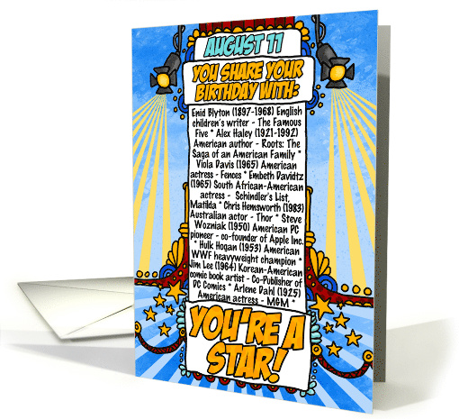 You Share Your Birthday with on August 11th card (1632280)
