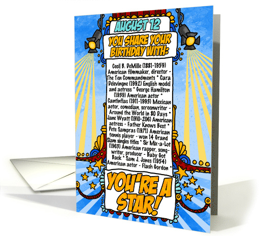 You Share Your Birthday with on August 12th card (1632284)