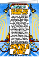 You Share Your Birthday with on August 18th card
