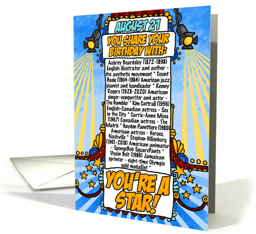 You Share Your Birthday with on August 21st card (1632302)