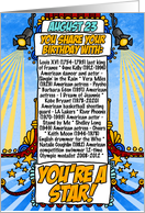You Share Your Birthday with on August 23rd card