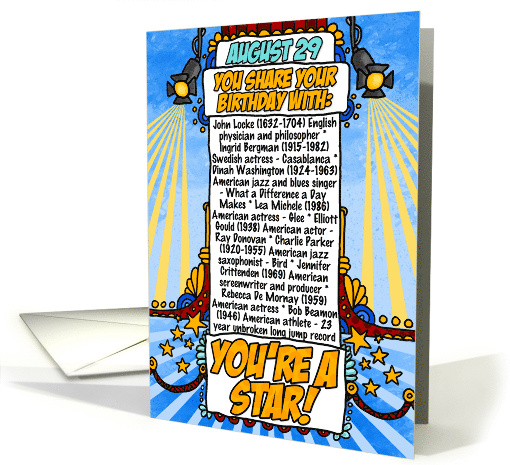 You Share Your Birthday with on August 29th card (1632320)