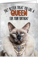 Birthday Siamese Cat Queen card