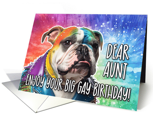 Aunt Big Gay Birthday English Bulldog card (1768002)