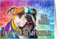 Partner Big Gay Birthday English Bulldog card