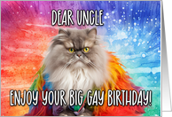 Uncle Big Gay Birthday Persian Cat card