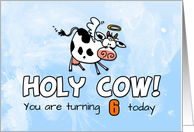 Holy Cow Birthday 6 years old card