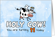 Holy Cow Birthday 11 years old card