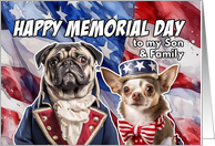 Son and Family Happy Memorial Day Patriotic Dogs card