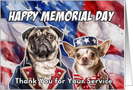 Thank You for Your Service Happy Memorial Day Patriotic Dogs card