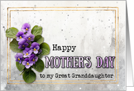 Great Granddaughter Violets Happy Mother’s Day card